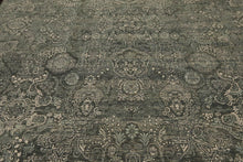 9x12 Green, Ivory Color Hand Knotted High End Designer Wool Transitional Oriental Rug