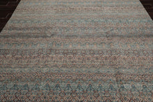 8x10 Gray, Teal, Brown Color Hand Knotted High End Designer Wool Transitional Oriental Rug