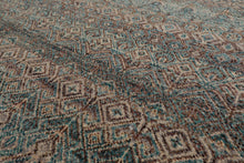 8x10 Gray, Teal, Brown Color Hand Knotted High End Designer Wool Transitional Oriental Rug