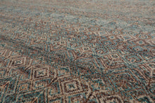 8x10 Gray, Teal, Brown Color Hand Knotted High End Designer Wool Transitional Oriental Rug