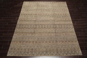 8x10 Green, Beige, Brown Color Hand Knotted High End Designer Wool Transitional Oriental Rug