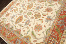 7'10''x9'11'' Hand Knotted Wool Ivory, Burnt Orange Oushak Traditional Rug