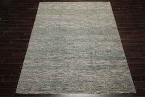 8x10 Ivory, Gray, Green Color Hand Knotted High End Designer Wool Contemporary Oriental Rug