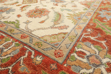 7'10''x9'11'' Hand Knotted Wool Ivory, Burnt Orange Oushak Traditional Rug