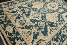 7'10''x10'4'' Hand Knotted Wool Teal, Ivory Oushak Traditional Rug