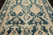 7'10''x10'4'' Hand Knotted Wool Teal, Ivory Oushak Traditional Rug