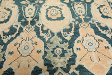 7'10''x10'4'' Hand Knotted Wool Teal, Ivory Oushak Traditional Rug