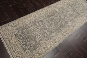 Runner Moss, Beige, Gray Color Hand Knotted Oriental Wool Traditional Oriental Rug