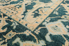 7'10''x10'4'' Hand Knotted Wool Teal, Ivory Oushak Traditional Rug
