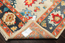 7'11''x9'11'' Hand Knotted Wool Gray, Beige Oushak Geometric Medallion Traditional Rug