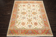 7'10''x9'11'' Hand Knotted Wool Ivory, Burnt Orange Oushak Traditional Rug