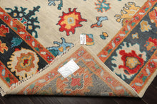 7'11''x9'11'' Hand Knotted Wool Gray, Beige Oushak Geometric Medallion Traditional Rug