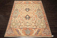 8x10 Beige, Rust, Sage Color Hand Knotted Oushak 100% Wool  Oriental Rug