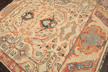 8x10 Beige, Rust, Sage Color Hand Knotted Oushak 100% Wool  Oriental Rug