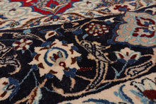 LoomBloom 10'x10' Round Red Hand Knotted Traditional Botanical Esfahan 250 KPSI  Wool & Silk Oriental Area Rug