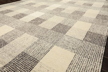 Multi Size Cream Charcoal Gray Color Hand Hooked  Wool Contemporary Oriental Rug