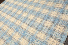 Multi Size Ivory Aqua Charcoal Color Hand Hooked  Wool Contemporary Oriental Rug