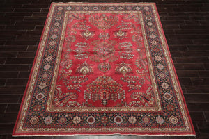 LoomBloom 8'x9'11" Rose Hand Knotted Traditional Sarouk Wool Oriental Area Rug