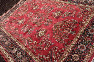 LoomBloom 8'x9'11" Rose Hand Knotted Traditional Sarouk Wool Oriental Area Rug