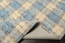 Multi Size Ivory Aqua Charcoal Color Hand Hooked  Wool Contemporary Oriental Rug