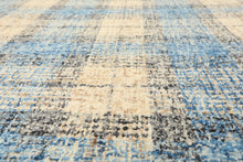 Multi Size Ivory Aqua Charcoal Color Hand Hooked  Wool Contemporary Oriental Rug