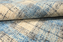 Multi Size Ivory Aqua Charcoal Color Hand Hooked  Wool Contemporary Oriental Rug