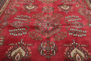 LoomBloom 8'x9'11" Rose Hand Knotted Traditional Sarouk Wool Oriental Area Rug