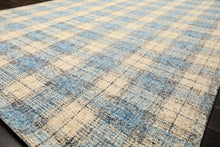 Multi Size Ivory Aqua Charcoal Color Hand Hooked  Wool Contemporary Oriental Rug
