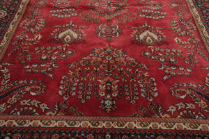 LoomBloom 8'x9'11" Rose Hand Knotted Traditional Sarouk Wool Oriental Area Rug