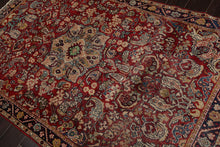 LoomBloom 4'5''x6'9" Red Hand Knotted Traditional Heriz Wool Oriental Area Rug