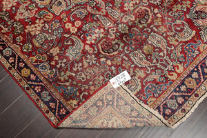 LoomBloom 4'5''x6'9" Red Hand Knotted Traditional Heriz Wool Oriental Area Rug