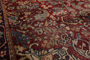 LoomBloom 4'5''x6'9" Red Hand Knotted Traditional Heriz Wool Oriental Area Rug