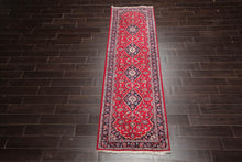 LoomBloom 2'8''x9'5" Runner Red Hand Knotted Traditional Kashan Wool Oriental Area Rug