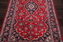 LoomBloom 2'8''x9'5" Runner Red Hand Knotted Traditional Kashan Wool Oriental Area Rug