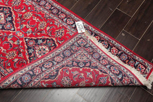 LoomBloom 2'8''x9'5" Runner Red Hand Knotted Traditional Kashan Wool Oriental Area Rug