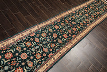 2'6x12 Teal, Ivory, Rose Color Hand Knotted Pak Persian Wool Traditional Oriental Rug