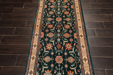 2'6x12 Teal, Ivory, Rose Color Hand Knotted Pak Persian Wool Traditional Oriental Rug
