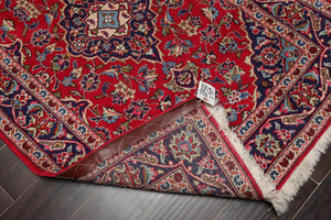 LoomBloom 3'4''x9'6" Runner Red Hand Knotted Traditional Kashan Wool Oriental Area Rug