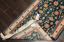 2'6x12 Teal, Ivory, Rose Color Hand Knotted Pak Persian Wool Traditional Oriental Rug