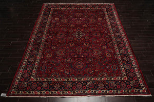 LoomBloom 10'x12'1" Burgundy Hand Knotted Traditional Kashan 200 KPSI  Wool Oriental Area Rug