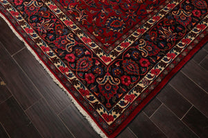 LoomBloom 10'x12'1" Burgundy Hand Knotted Traditional Kashan 200 KPSI  Wool Oriental Area Rug