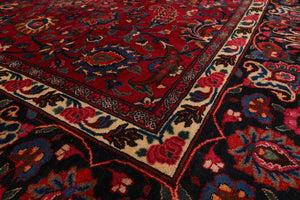 LoomBloom 10'x12'1" Burgundy Hand Knotted Traditional Kashan 200 KPSI  Wool Oriental Area Rug