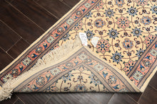 Runner Ivory, Rose, Blue Color Hand Knotted Kashan Wool Traditional Oriental Rug