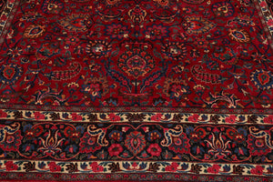 LoomBloom 10'x12'1" Burgundy Hand Knotted Traditional Kashan 200 KPSI  Wool Oriental Area Rug