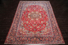 LoomBloom 9'5''x12'1" Red Hand Knotted Traditional Tabriz Wool Oriental Area Rug