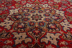 LoomBloom 9'5''x12'1" Red Hand Knotted Traditional Tabriz Wool Oriental Area Rug