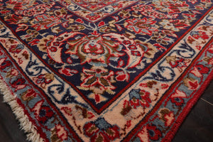 LoomBloom 9'5''x12'1" Red Hand Knotted Traditional Tabriz Wool Oriental Area Rug