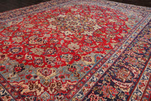 LoomBloom 9'5''x12'1" Red Hand Knotted Traditional Tabriz Wool Oriental Area Rug