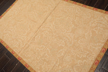 4x6 Tan, Beige, Gold Color Hand Woven French Aubusson Needlepoint Wool Transitional Oriental Rug