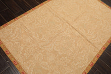 4x6 Tan, Beige, Gold Color Hand Woven French Aubusson Needlepoint Wool Transitional Oriental Rug
